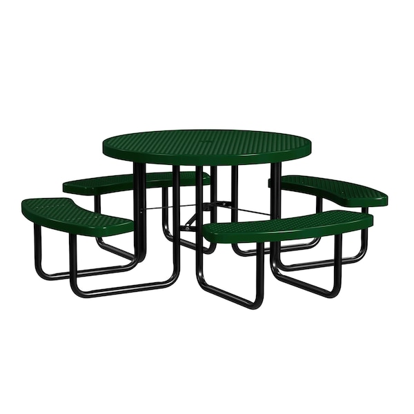 Round Portable Picnic Table, Black/Green, 46 in