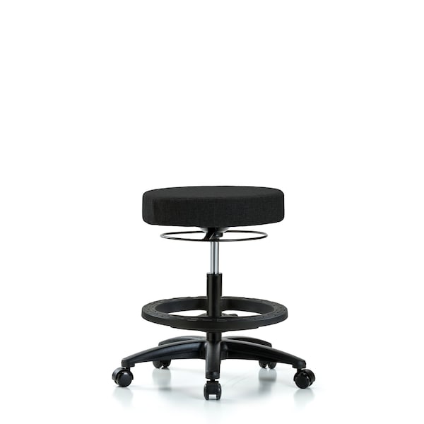Bench Stool, Med, Fabric, BF, Casters, Blk