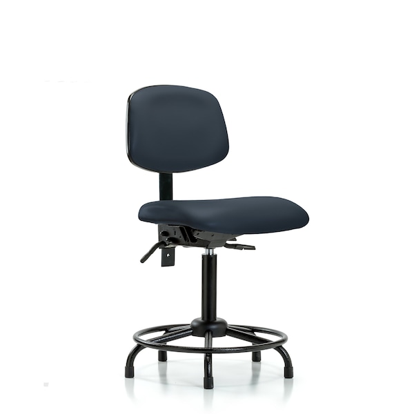 Bench Chair, Vinyl, RT Glides, Nav, No Arms, 22" to 29" Height, Imperial Blue