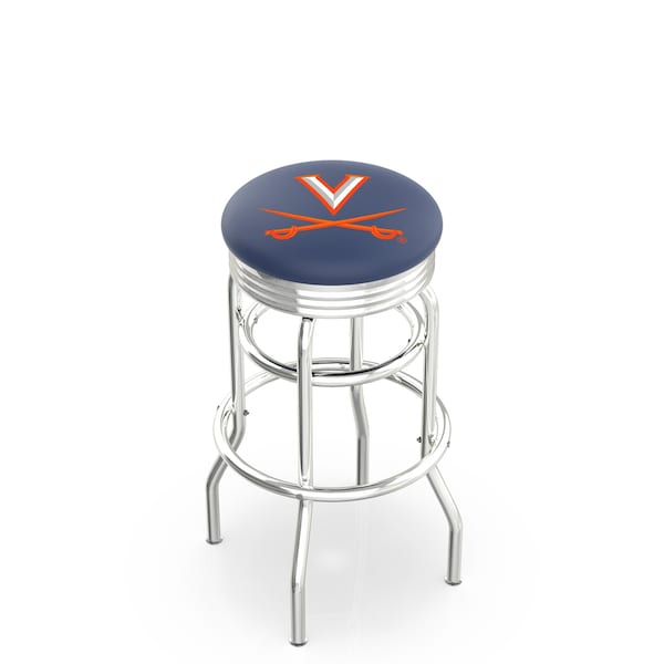 25" Chrome 2-Ring Virginia Swivel Bar Stool, Accent Ring