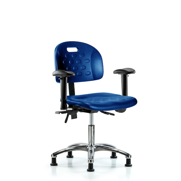Poly Chair Chrome, Desk, Tilt, Arms, Glides, Blue