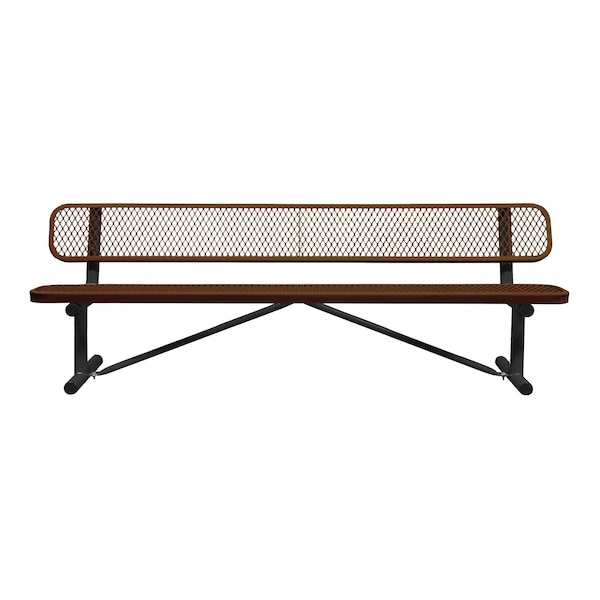 Portable, Bench with Back, 8ft., Brown