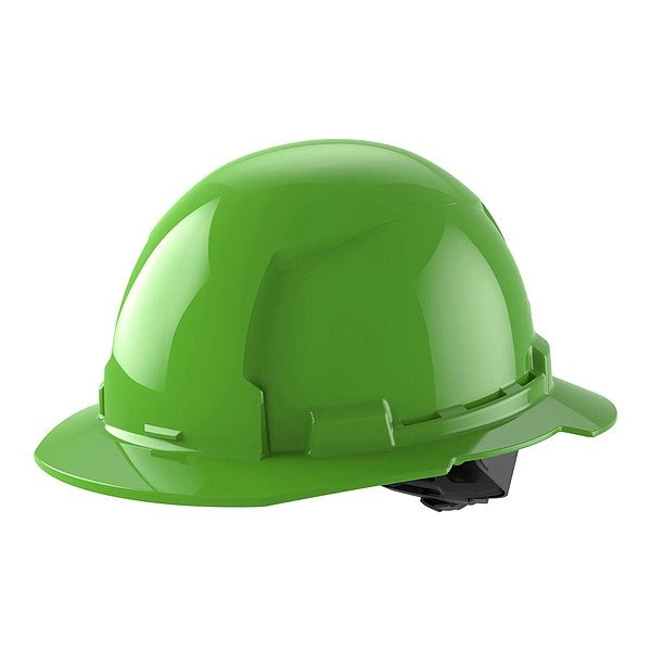 BOLT Green Full Brim Hard Hat w/4pt Ratcheting Suspension - Type 1, Class E