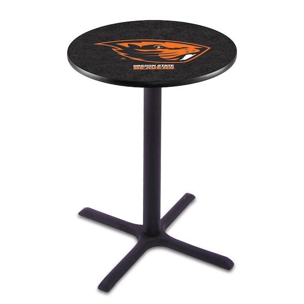 42" Blk Wrinkle Oregon State Pub Table, 36" dia. Top