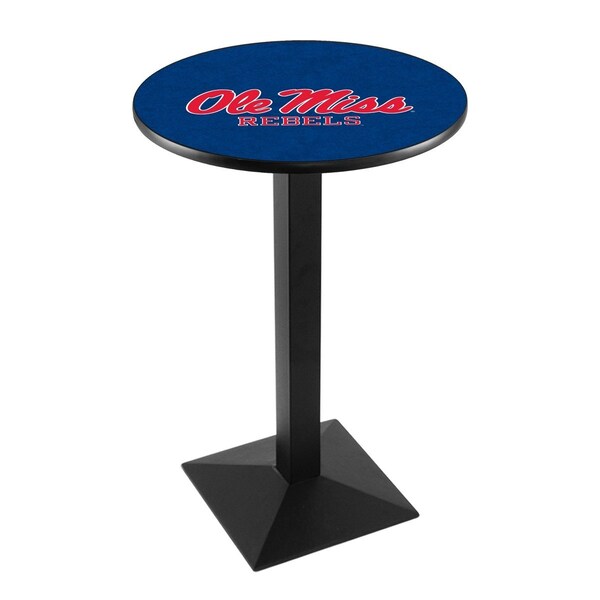 42" Blk Wrinkle Ole' Miss Pub Table, 36" dia. Top