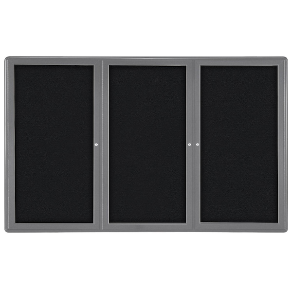 Enclosed Fabric Bulletin Board 48x72", 3 Door