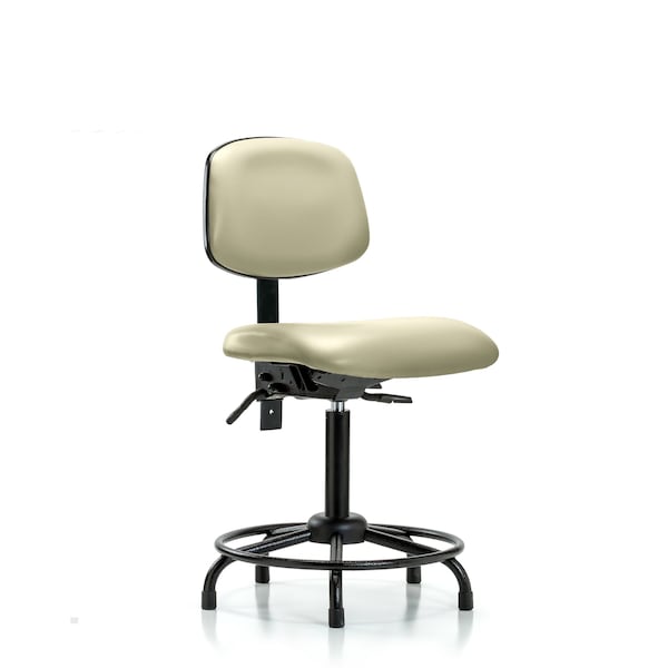 Bench Chair, Vinyl, RT Tilt, Gld, Wht, No Arms, 22" to 29" Height, Adobe White