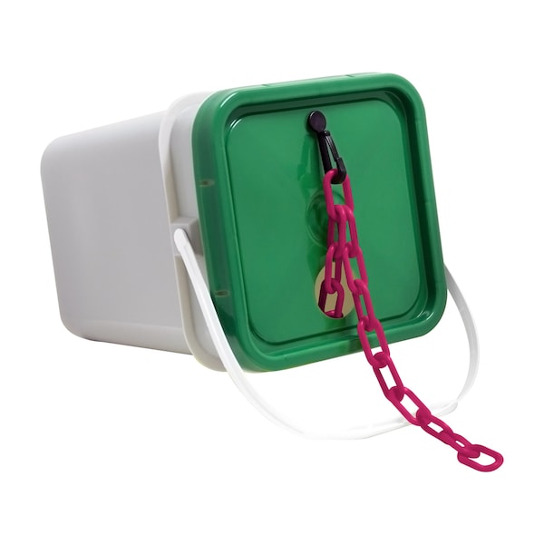 1.5" x 300' Safety Pink Plastic Safety Chain - Pail