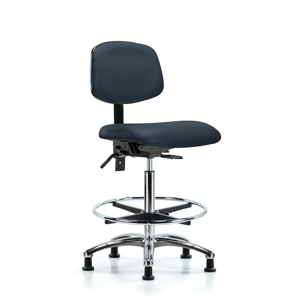 Chair, Vinyl, Hi Bench, Chr CF Glides, Nav, No Arms, 26" to 35-1/2" Height, Imperial Blue