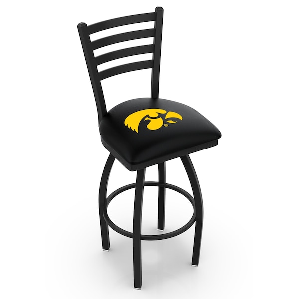 25" Blk Wrinkle Iowa Swivel Bar Stool, Ladder Back