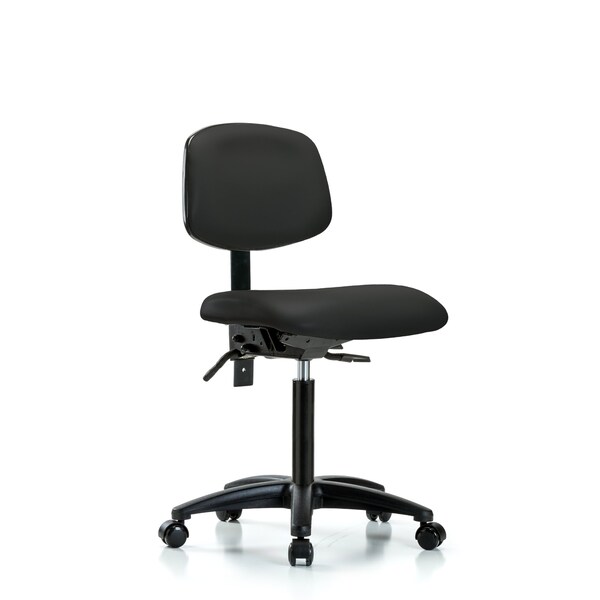 Chair, Vinyl, Med Bench, Casters, Blk, No Arms, 22" to 29" Height, Black