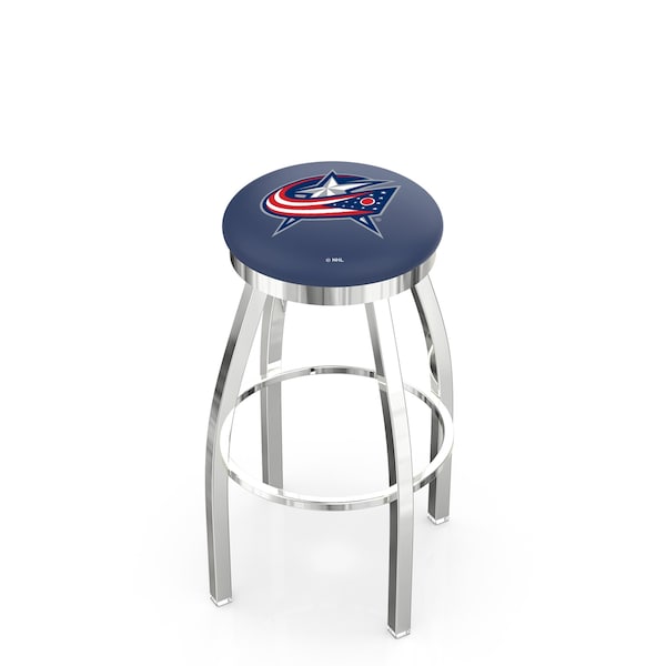 25" Chrome Columbus Blue Jackets Swivel Bar Stool, Accent Ring