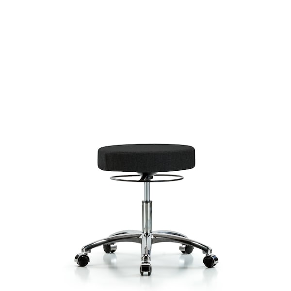 Desk Stool, Chrome, Fabric, Casters, Blk