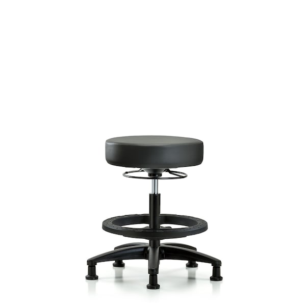 Vinyl Stool, Med Bench, Foot Ring, Glides, Carbon