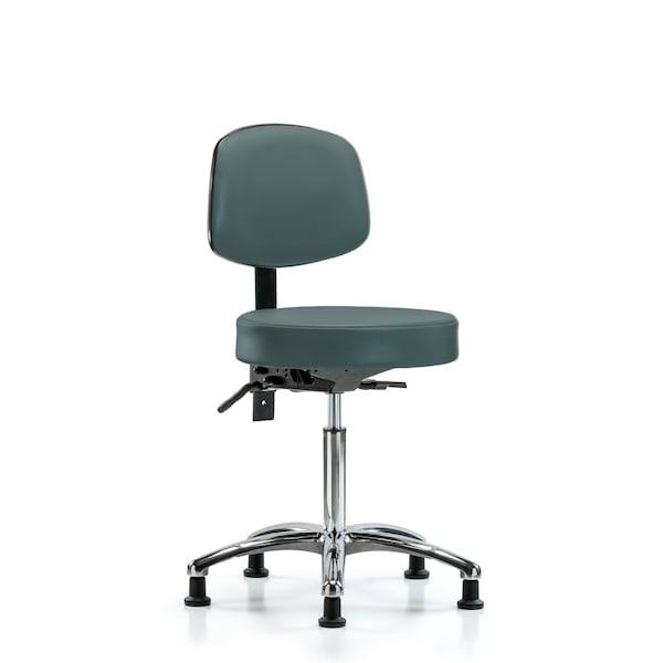 Ben Stool, Med, Vin, Bk, Chrome, Tilt Gld, Blu