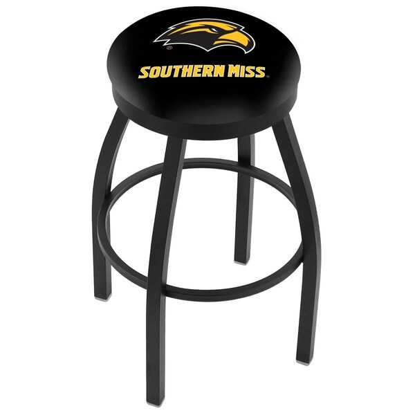 25" Blk Wrinkle Southern Miss Swivel Bar Stool, Accent Ring