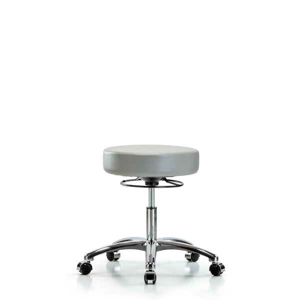 Desk Stool, Vinyl, Chrome, Casters, Dov