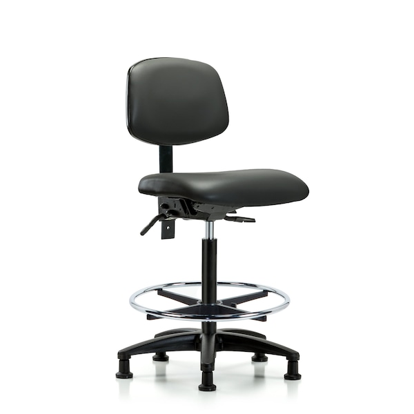 Vinyl Chair, High Bench, Foot Ring, Glides, Carbon