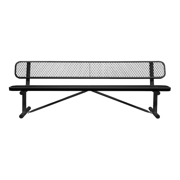 Portable, Bench with Back, 8ft., Black