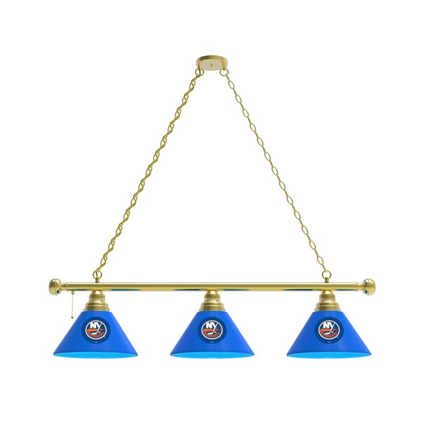 New York Islanders 3 Shade Billiard Light, Brass Fixture
