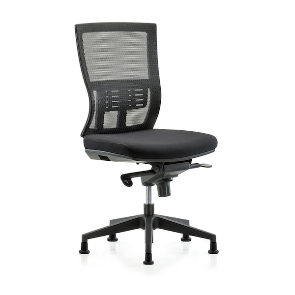 Desk Chair Modern Mesh Chair, C2, Glides, No Arms, 18-1/2" to 21-1/2" Height, Mesh, Black