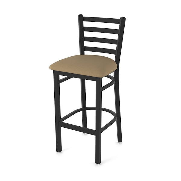 25" Stationary Counter Stool, Black Wrinkle, Canter Thatch Seat