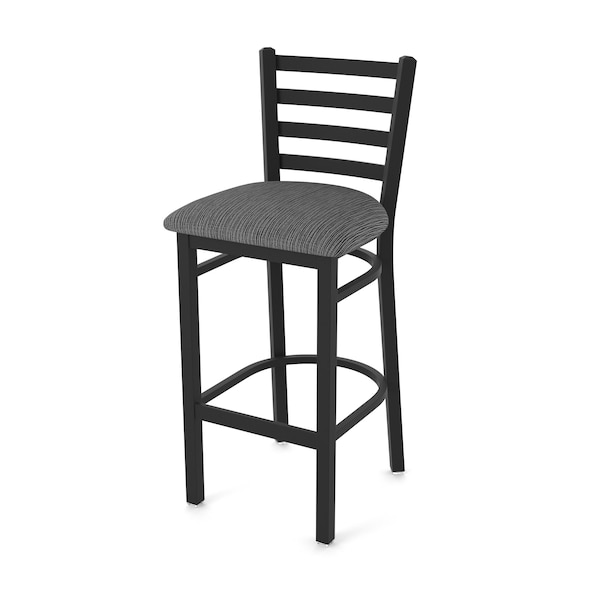 25" Stationary Counter Stool, Black Wrinkle, Graph Coal Seat