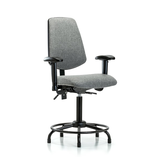 Fab Med Bench Chair, Bk, RT, Glds, Gry, 6-Way Adjustable, 22" to 29" Height, Gray