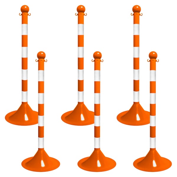 Safety Orange/White Light Duty Stanchion (6-Pack)