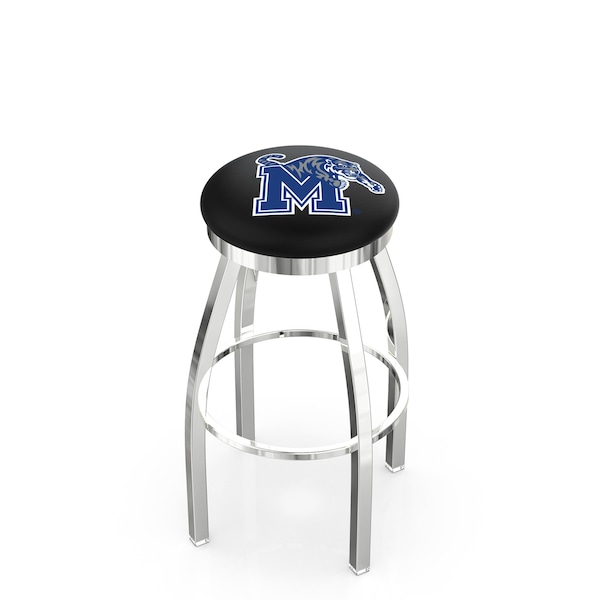 25" Chrome Memphis Swivel Bar Stool, Accent Ring