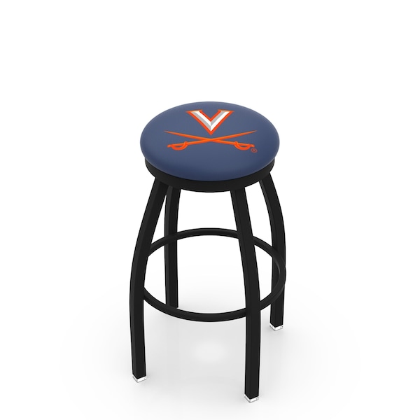 25" Blk Wrinkle Virginia Swivel Bar Stool, Accent Ring