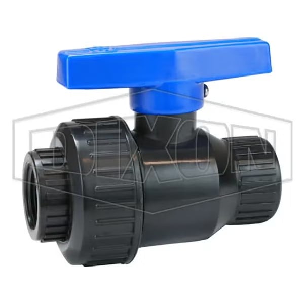 Direct Acting Single Union Ball Valve, 3/4 in Nominal, FNPT End Style, Polypropylene Body, Full Port