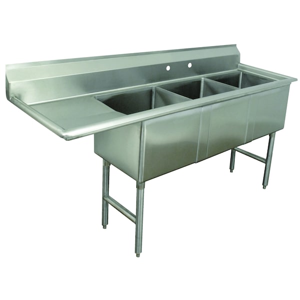 Fabricated Sink 3-compartment 24 in. left drainboard