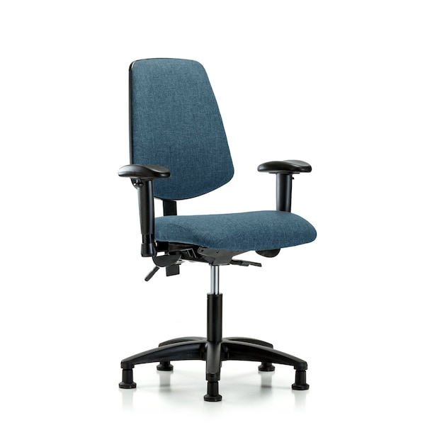 Desk Chair Fab Desk Chair, Med, Bk, AA, Glides, Blu, Adjustable Arms, 19" to 24" Height, Fabric, Blue