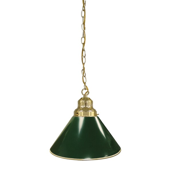 Green Pendant Light, Brass Fixture