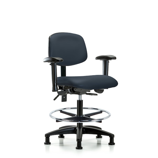 Chair, Vinyl, Med Bench, AA CF Glides, Nav, 6-Way Adjustable, 22" to 29" Height, Imperial Blue