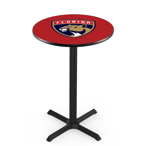 42" Blk Wrinkle Florida Panthers Pub Table, 36" dia. Top
