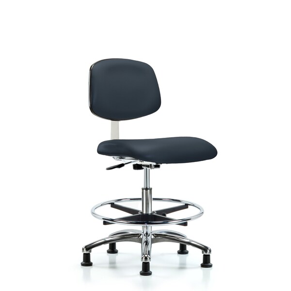 Clean Room Chair Med Ben Chair, Vin, Chrm, CF, Gld, Nvy, CL10, 22" to 29" Height, Vinyl, Imperial Blue