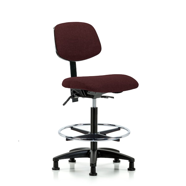Chair, Fabric, Hi Bench, CF Glides, Bur, No Arms, 26" to 35-1/2" Height, Burgundy