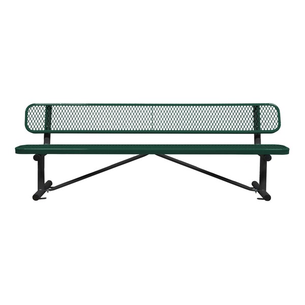 Bench/Back, Surface Mount, 8ft., Green