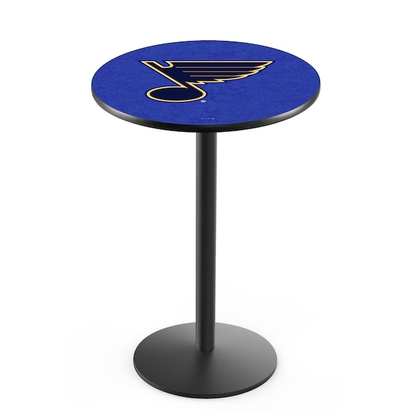 42" Blk Wrinkle St Louis Blues Pub Table, 36" dia. Top
