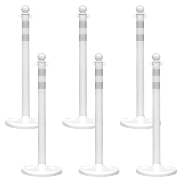 White Reflective Medium Duty Stanchion (6-Pack)
