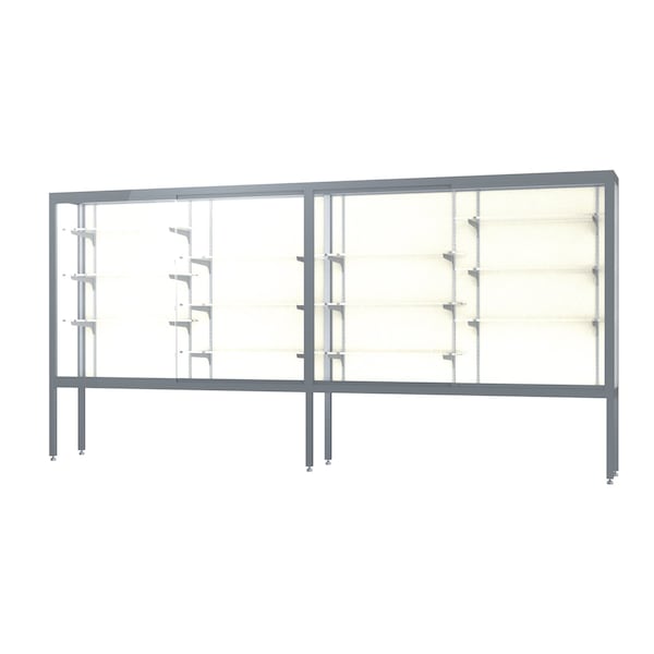Display Case Plaque 144x66x16, Satin, Aluminum Legs