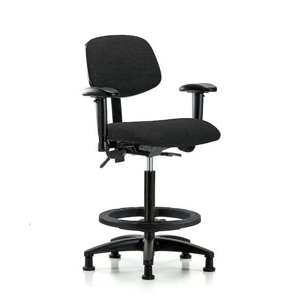 Chair, Fabric, Hi Bench, AA BF Glides, Blk, 6-Way Adjustable, 26" to 35-1/2" Height, Black