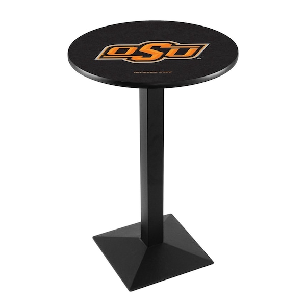 42" Blk Wrinkle Oklahoma State Pub Table, 36" dia. Top
