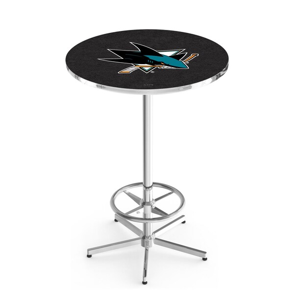 42" Chrome San Jose Sharks Pub Table, 36" dia. Top