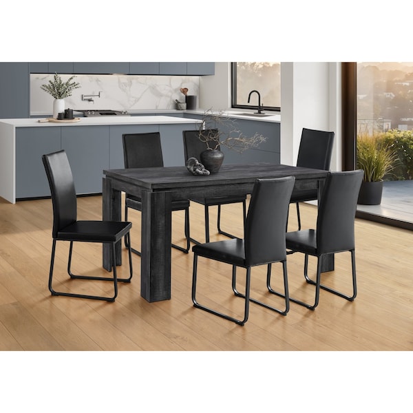 Dining Table, 60" Rectangular, Kitchen, Dining Room, Laminate, Black, Contemporary, Modern