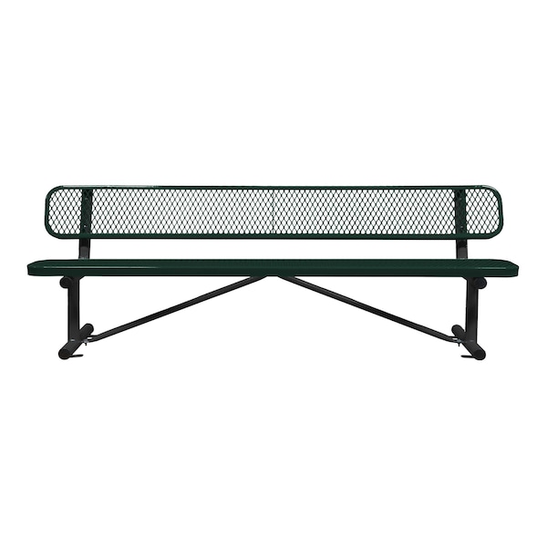 Bench/Back, Surface Mount, 8ft., Blk/Grn