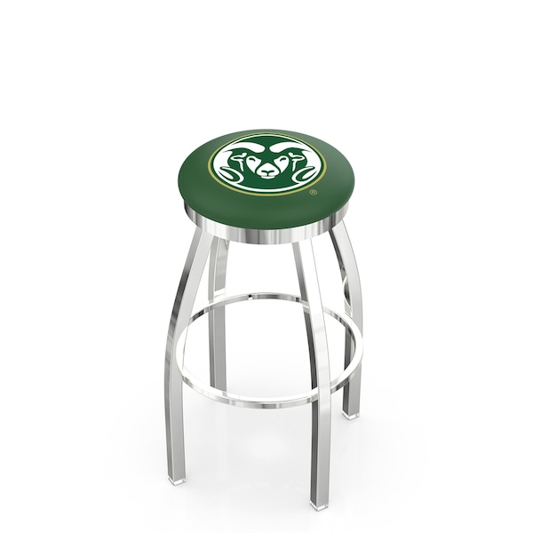 25" Chrome Colorado State Swivel Bar Stool, Accent Ring