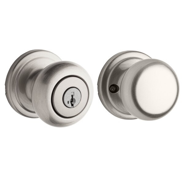 Hancock Knob Vestibule Door Lock SmartKey , New Chassis , 6AL Latch, RCS Strike Satin Nickel Finish